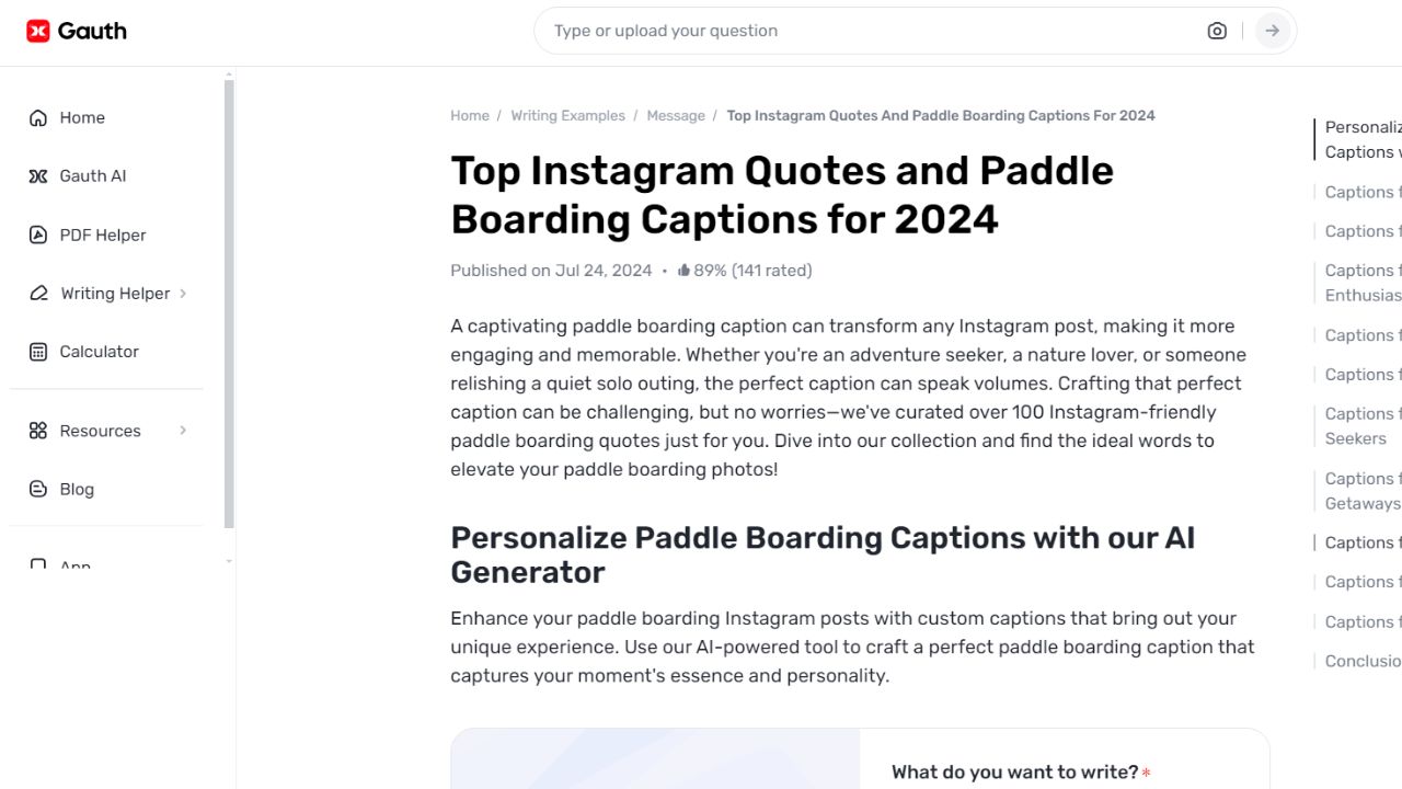 The Future of Paddle Boarding Posts: AI-Generated Captions with Gauth